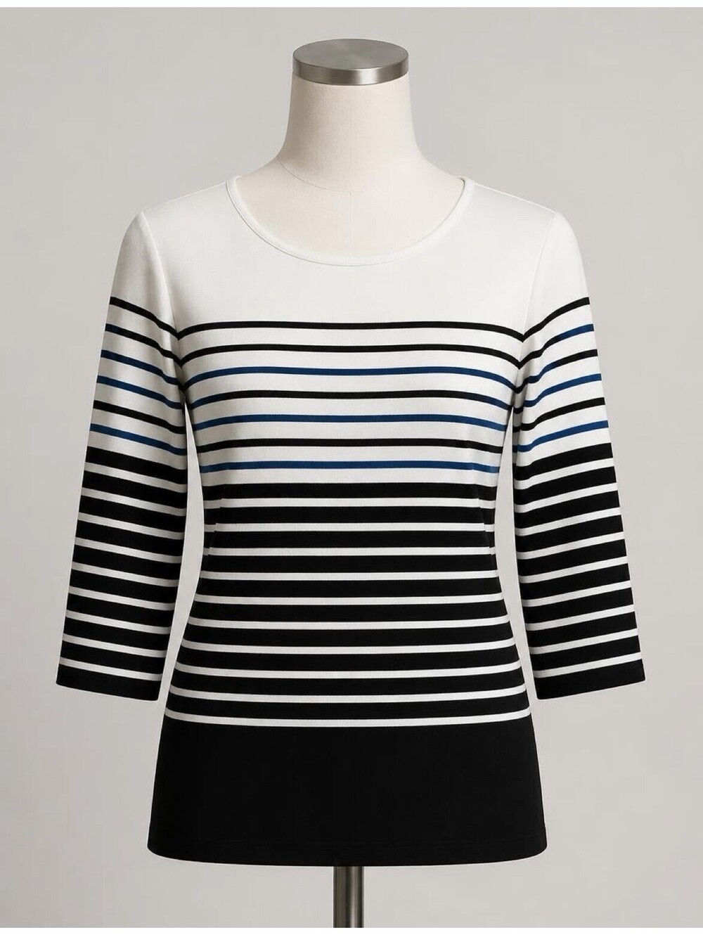 White House Black Market Striped 3/4 Sleeve Top Small Small
